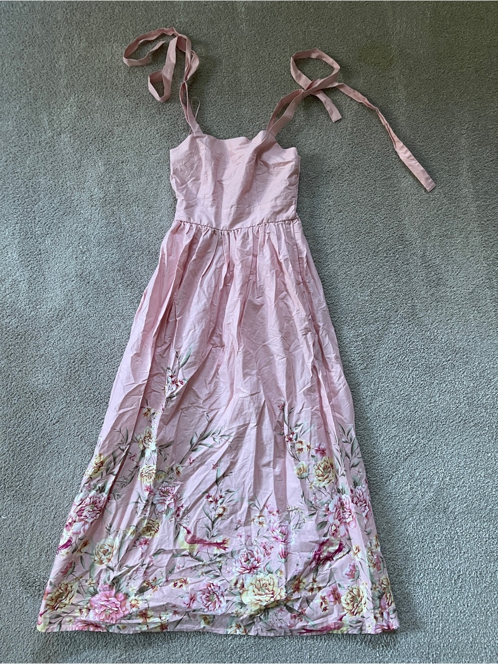 Pink Floral Tie-Shoulder Maxi Dress